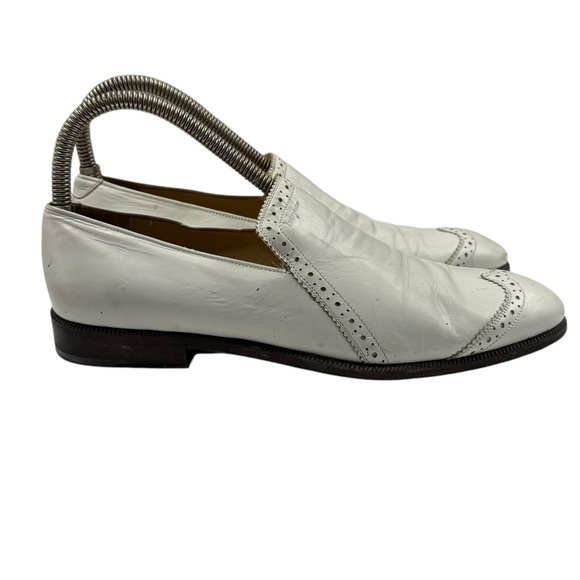 Salvatore Ferragamo wing tip white leather slip on loafer size 7.5 - Picture 6 of 12